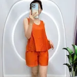 Đồ bộ vải đũi quần đùi áo sát nách