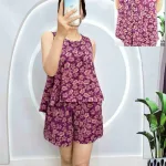 Đồ bộ vải tonl quần đùi có nút phía sau lưng