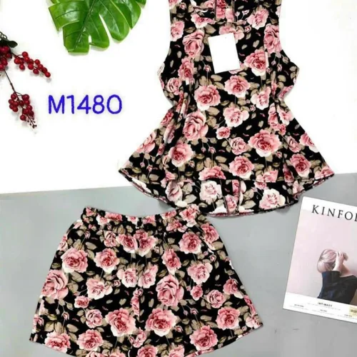 Đồ bộ vải tonl quần đùi có nút phía sau lưng