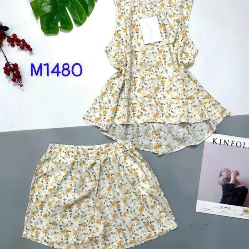 Đồ bộ vải tonl quần đùi có nút phía sau lưng