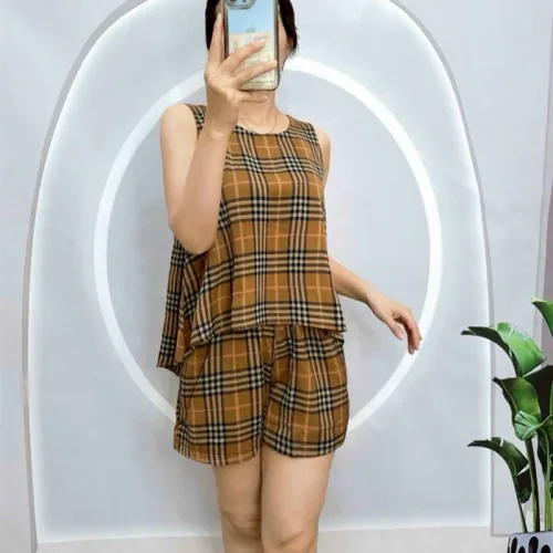 Đồ bộ vải tonl quần đùi có nút phía sau lưng