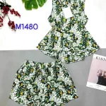 Đồ bộ vải tonl quần đùi có nút phía sau lưng