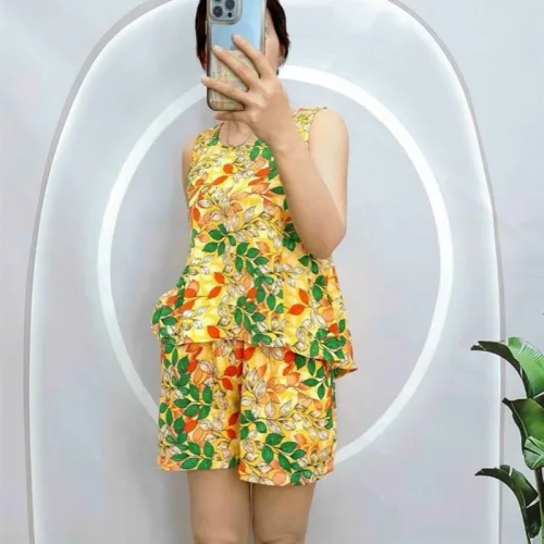 Đồ bộ vải tonl quần đùi có nút phía sau lưng