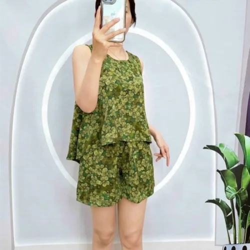 Đồ bộ vải tonl quần đùi có nút phía sau lưng