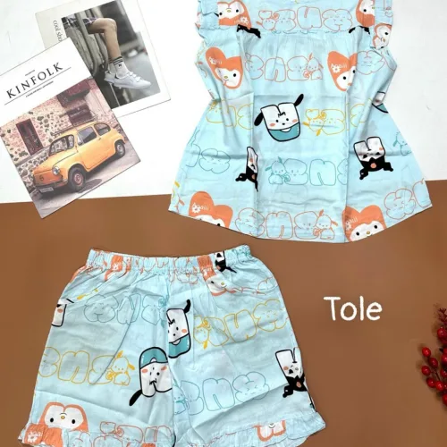 Đồ bộ vải tonl quần đùi viền bèo áo sát nách