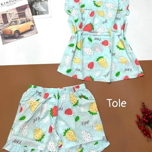 Đồ bộ vải tonl quần đùi viền bèo áo sát nách