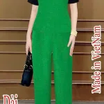 Đồ bộ vải vân mây quần dài ống suông áo tay ngắn phối màu