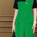Đồ bộ vải vân mây quần dài ống suông áo tay ngắn phối màu