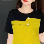 Đồ bộ vải vân mây quần đùi áo tay ngắn phối màu