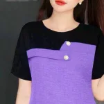 Đồ bộ vải vân mây quần đùi áo tay ngắn phối màu