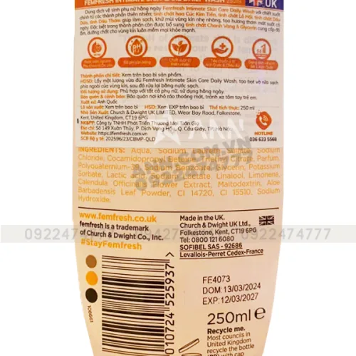 Dung Dịch Vệ Sinh Phụ Nữ Femfresh Intimate Skin Care Daily Wash 250ml