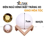 Đèn Ngủ Hình Mặt Trăng 3D - Đèn Trang Trí Phòng Ngủ Kèm Đế 10x8.5x8.5cm