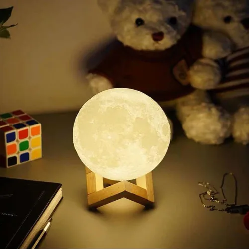 Đèn Ngủ Hình Mặt Trăng 3D - Đèn Trang Trí Phòng Ngủ Kèm Đế 10x8.5x8.5cm