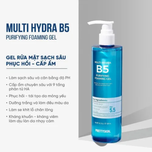 Gel Rửa Mặt PrettySkin Multi Hydra B5 Purifying Foaming Gel