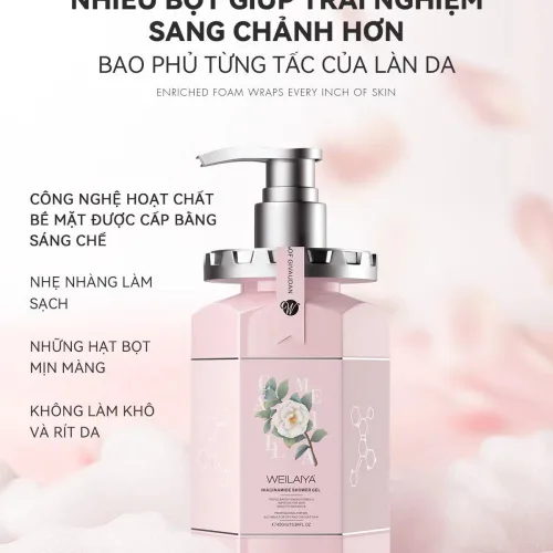 Gel tắm bụi kim cương sang chảnh  hoa trà Weilaiya - hương thơm nước hoa cao cấp