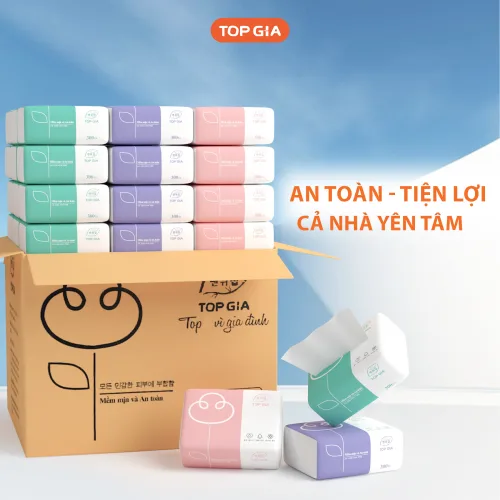 Bịt 10 Gói Nhỏ Giấy Ăn Top Gia 3 Màu