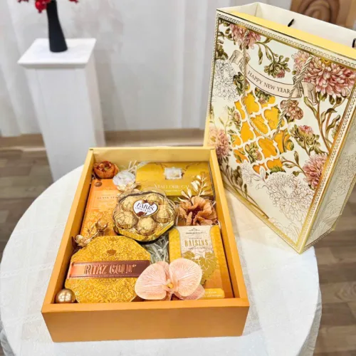 Giỏ Quà 5 Món - Quà Tặng Tết Sang Trọng - Quà Trang Trí Tết - Giỏ Quà Tết
