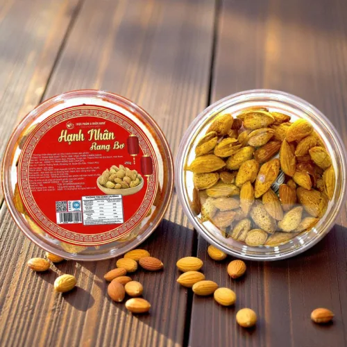 Hạnh Nhân Rang Bơ 450g - Hộp Tròn Lớn Hộp Quà Tết 2026