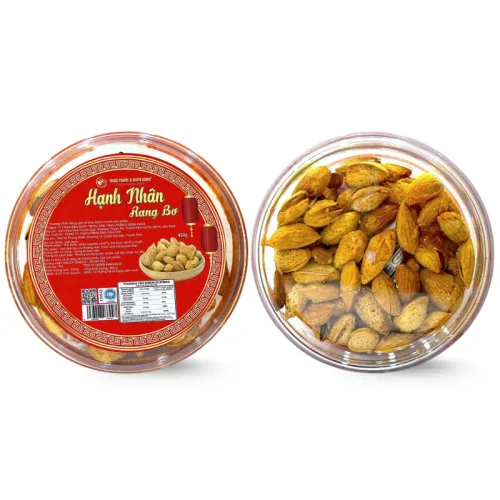 Hạnh Nhân Rang Bơ 450g - Hộp Tròn Lớn Hộp Quà Tết 2026