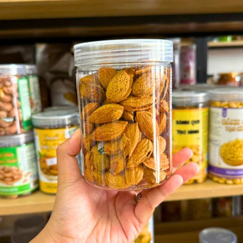 Hạnh Nhân Sấy Tẩm Vị - Hạnh Nhân Rang Bơ Vỏ Dày Thơm Ngon 300g - Hũ Pet