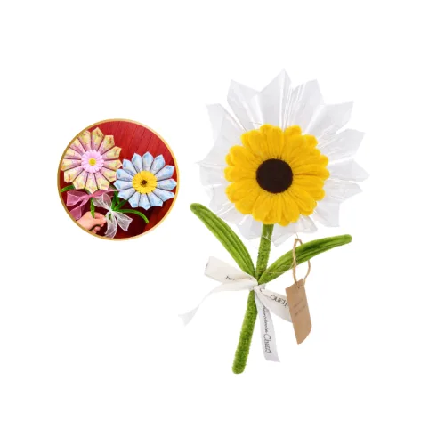 [Không Đèn Chớp] Hoa Gài Tiền - Hoa Gắn Tiền - Hoa Đựng Tiền Hướng Dương Trong Suốt -  Hoa Sáp