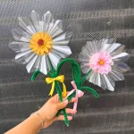 [Không Đèn Chớp] Hoa Gài Tiền - Hoa Gắn Tiền - Hoa Đựng Tiền Hướng Dương Trong Suốt -  Hoa Sáp