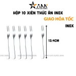 Hộp 10 Xiên Thức Ăn Inox - Nĩa Xiên Hoa Quả Mứt 13.4cm