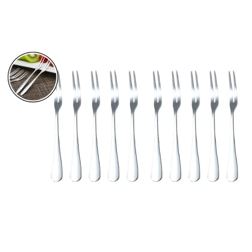 Hộp 10 Xiên Thức Ăn Inox - Nĩa Xiên Hoa Quả Mứt 13.4cm