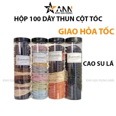 Hộp 100 Dây Thun Buộc Tóc Cao Su - Thun Cột Tóc Kèm Hộp Đựng Thun 4cm