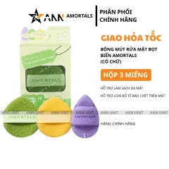 Hộp 3 Miếng Bông Mút Rửa Mặt Bọt Biển Amortals (Có Chữ)