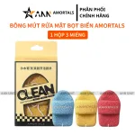 Hộp 3 Miếng Bông Mút Rửa Mặt Bọt Biển Clean Easy To Clean Amortals (Có Chữ)