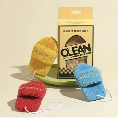 Hộp 3 Miếng Bông Mút Rửa Mặt Bọt Biển Clean Easy To Clean Amortals (Có Chữ)