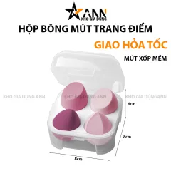 Hộp 4 Bông Mút Trang Điểm Mềm Mại Hình Giọt Nước 8x8x6cm