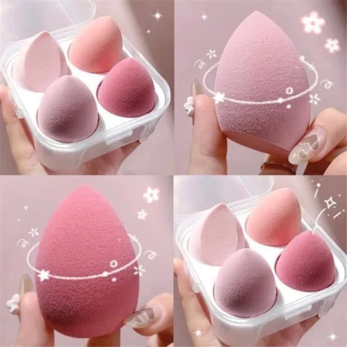 Hộp 4 Bông Mút Trang Điểm Mềm Mại Hình Giọt Nước 8x8x6cm