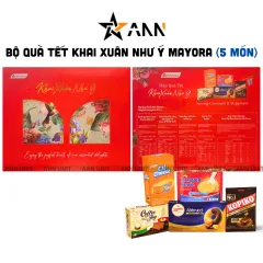 Hộp Bánh Tết Mayora Khai Xuân - Bộ Quà Tết Khai Xuân Như Ý Mayora Hộp 837g Gồm 5 Món