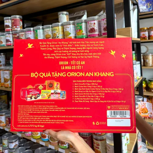 Hộp Bánh Tết Orion An Khang - Bộ Quà Tết Con Hạt Orion An Khang Hộp 1,7272g Gồm 8 Món