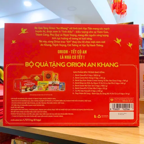 Hộp Bánh Tết Orion An Khang - Bộ Quà Tết Con Hạt Orion An Khang Hộp 1,7272g Gồm 8 Món