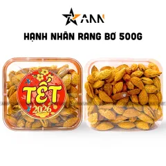 Hộp Hạnh Nhân Rang Bơ Hộp Vuông Tròn 500G Hộp Quà Tết 2026