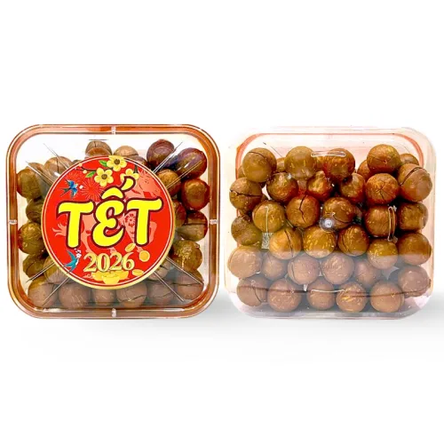 Hộp Hạt Macca Tây Nguyên Hộp Vuông Tròn 550G Hộp Quà Tết 2026