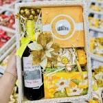 Hộp Quà Tết Chữ Nhật Rượu Vang Nho - Quà Tặng Tết - Quà Trang Trí Tết - Giỏ Quà Tết