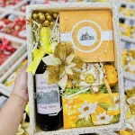 Hộp Quà Tết Chữ Nhật Rượu Vang Nho - Quà Tặng Tết - Quà Trang Trí Tết - Giỏ Quà Tết