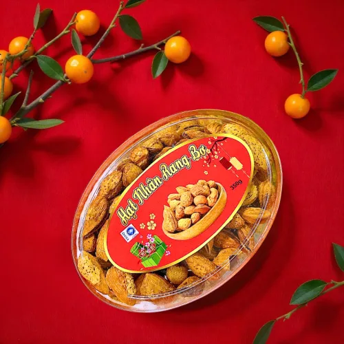Hộp Quà Tết Hạnh Nhân Rang Bơ 350g - Hộp Ovan Hộp Quà Tết 2026