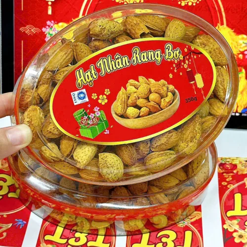 Hộp Quà Tết Hạnh Nhân Rang Bơ 350g - Hộp Ovan Hộp Quà Tết 2026