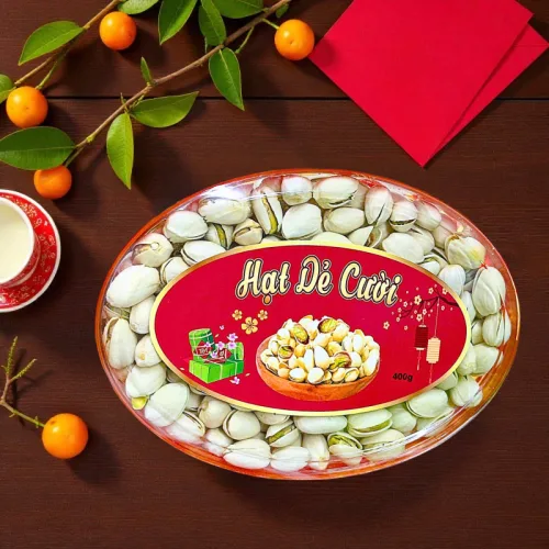 Hộp Quà Tết Hạt Dẻ Cười 400g - Hộp Ovan Hộp Quà Tết 2026
