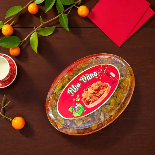 Hộp Quà Tết Nho Vàng 500g - Hộp Ovan Hộp Quà Tết 2026