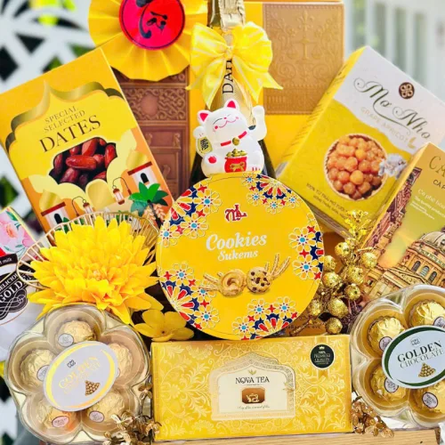 Hộp Quà Tết Rượu Bánh Kẹo - Quà Tặng Tết - Quà Trang Trí Tết - Giỏ Quà Tết