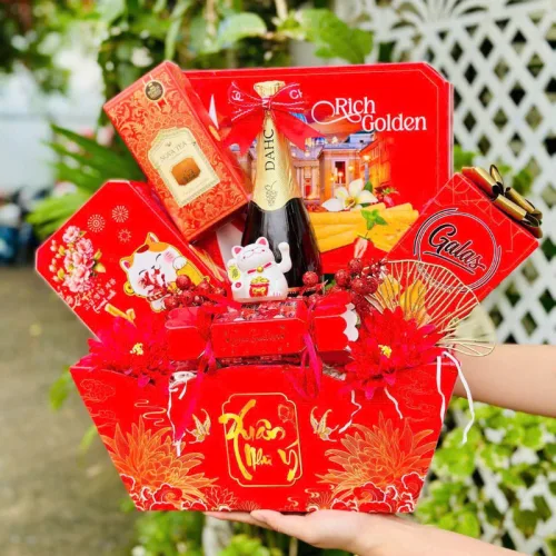 Hộp Quà Tết Sum Vầy – Quà Tặng Tết Cho Người Thân – Quà Trang Trí Tết Nguyên Đán - Giỏ Qùa Tết
