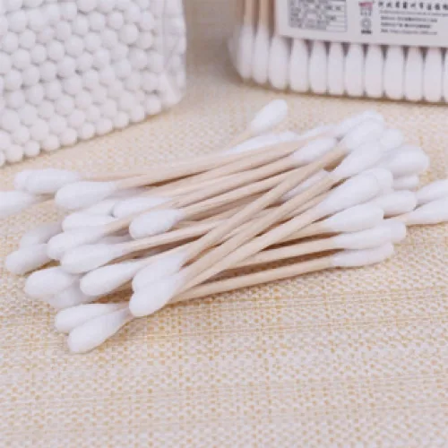 Combo 3 Hộp Tăm Bông Ngoáy Tai - Tăm Bông Thân Gỗ 2 Đầu Bông Mềm Mại 8x12cm