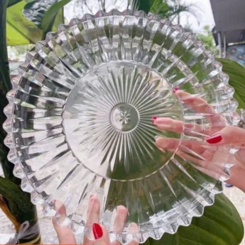 Đĩa Thủy Tinh Đựng Hoa Quả Hình Tròn 28cm