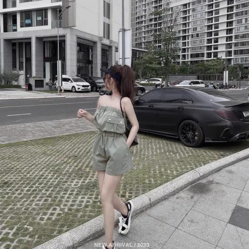 Jum ống kaki xám bo thun eo